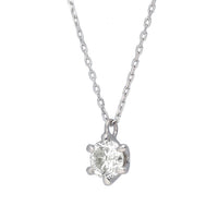 PT900 K18 ダイヤモンド 0.3ct 6本爪 シンプル ネックレス