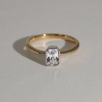 PT900 K18 ダイヤモンド0.5ct エメラルドカット 覆輪 リング