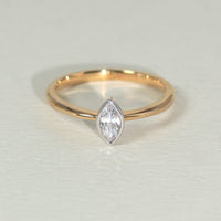 K18 ダイヤモンド0.3ct マーキスカット 覆輪 リング
