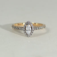 K18 ダイヤモンド0.3ct マーキスカット ヘイロー リング