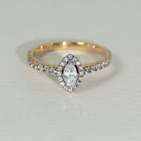 K18 ダイヤモンド0.3ct マーキスカット ヘイロー リング