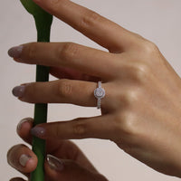 PT900 K18 ダイヤモンド 0.3ct ヘイローデザイン リング