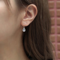 K10 アクアマリン ペアシェイプ ミル フック ピアス
