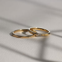 PT950 K18 プリズム 2.0mm ダイヤモンド 3石 リング