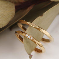 PT950 K18 プリズム 2.0mm ダイヤモンド 3石 リング