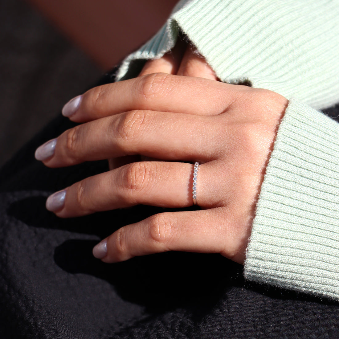 PT900 ダイヤモンド ミル エタニティ リング