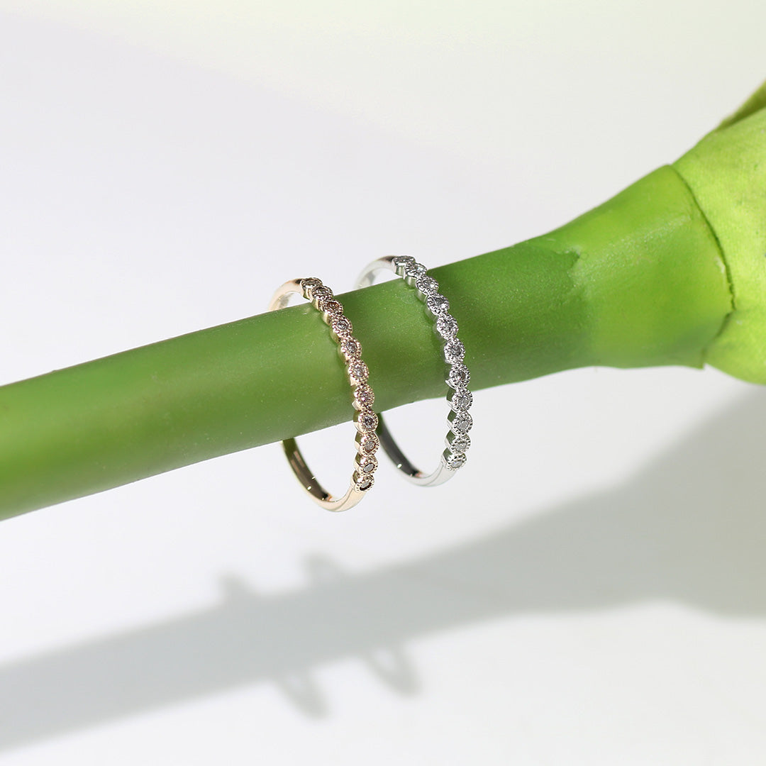 PT900 ダイヤモンド ミル エタニティ リング