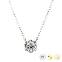 PT900 K18 ダイヤモンド 0.3ct フラワー ネックレス