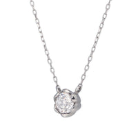 PT900 K18 ダイヤモンド 0.3ct フラワー ネックレス