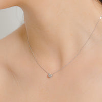 PT900 K18 ダイヤモンド 0.3ct フラワー ネックレス