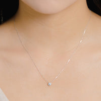 PT900 K18 ダイヤモンド 0.3ct 覆輪 ネックレス