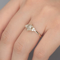 【1点物】K10 ナチュラルダイヤモンド ヘキサゴンカット サイドメレ リング