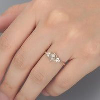 【1点物】K10 ナチュラルダイヤモンド ヘキサゴンカット サイドメレ リング