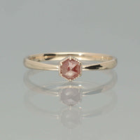 【1点物】K10 ナチュラルダイヤモンド レッド ヘキサゴンカット ミル リング