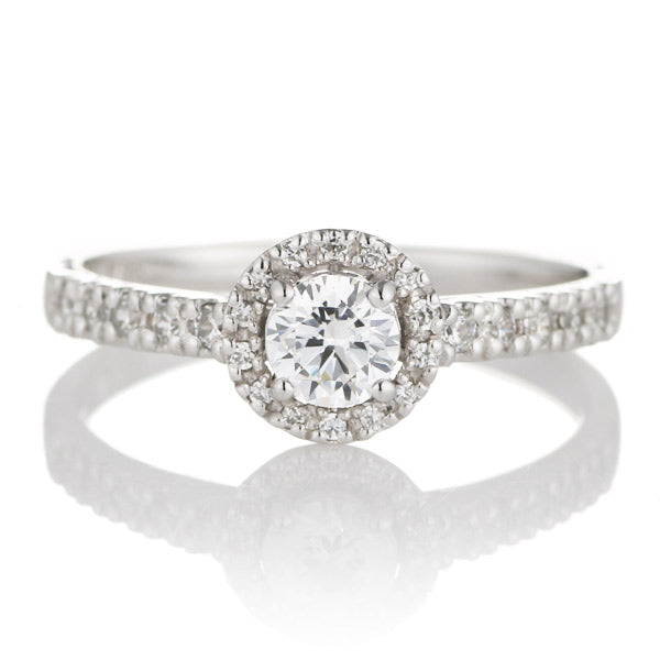 PT900 K18 ダイヤモンド 0.3ct ヘイローデザイン リング 鑑定書付