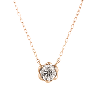 PT900 K18 ダイヤモンド 0.3ct フラワー ネックレス