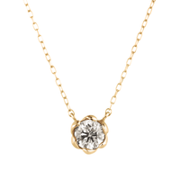 PT900 K18 ダイヤモンド 0.3ct フラワー ネックレス