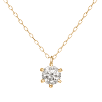 PT900 K18 ダイヤモンド 0.3ct 6本爪 シンプル ネックレス