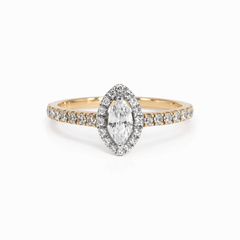 K18 ダイヤモンド0.3ct マーキスカット ヘイロー リング