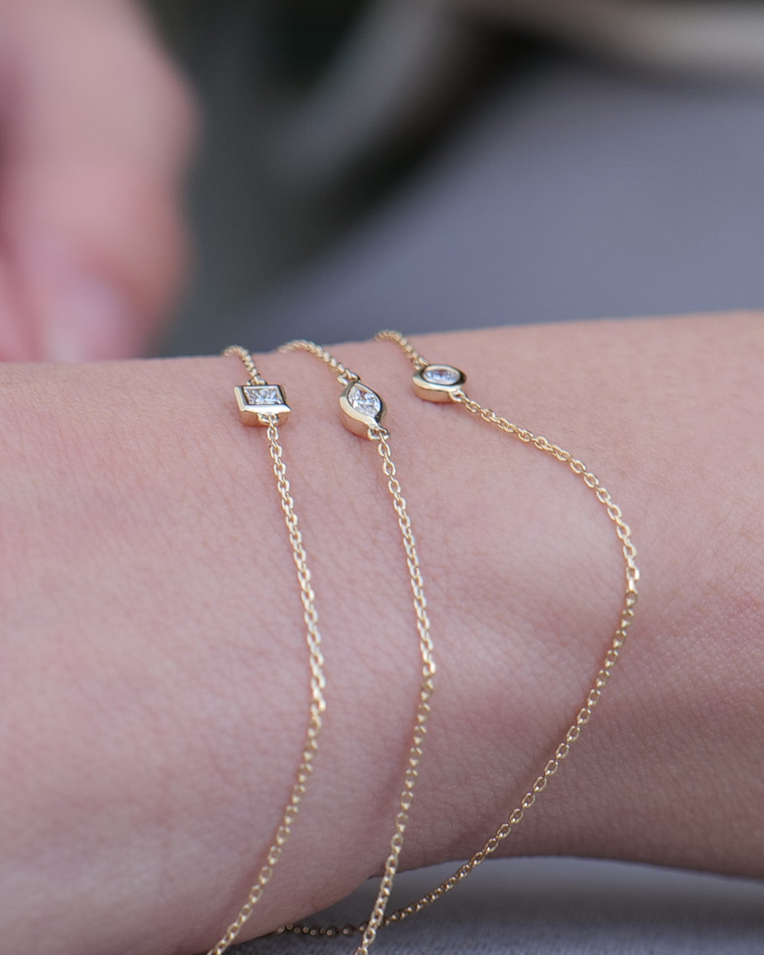 K10 ダイヤモンド 0.1ct 覆輪 マーキスカット ブレスレット