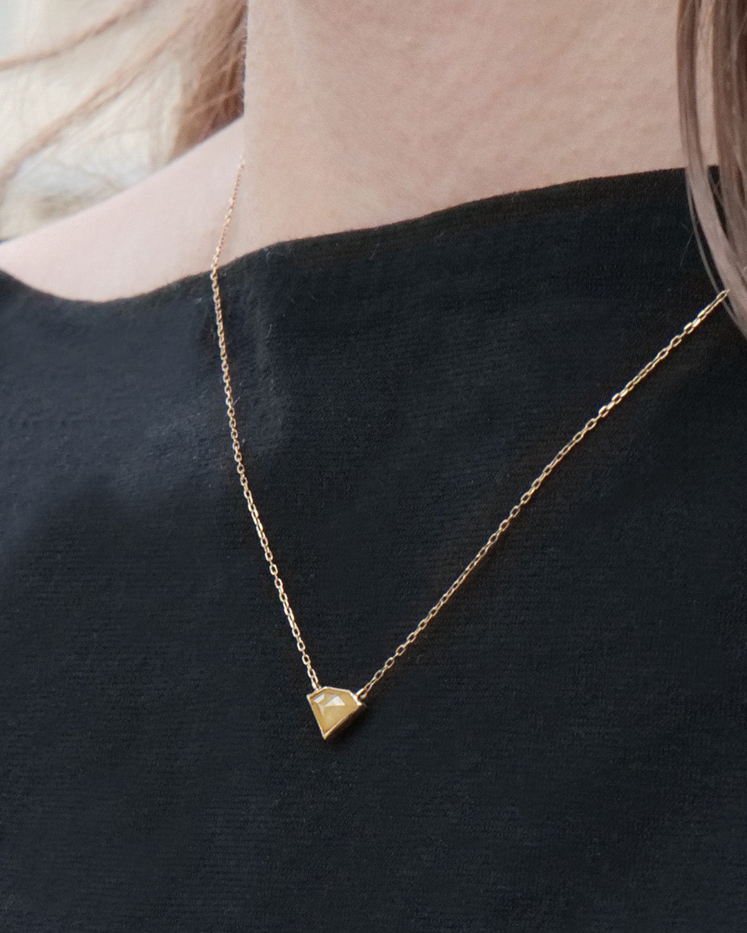 【1点物】 K10 ナチュラルダイヤモンド ハニーイエロー ネックレス