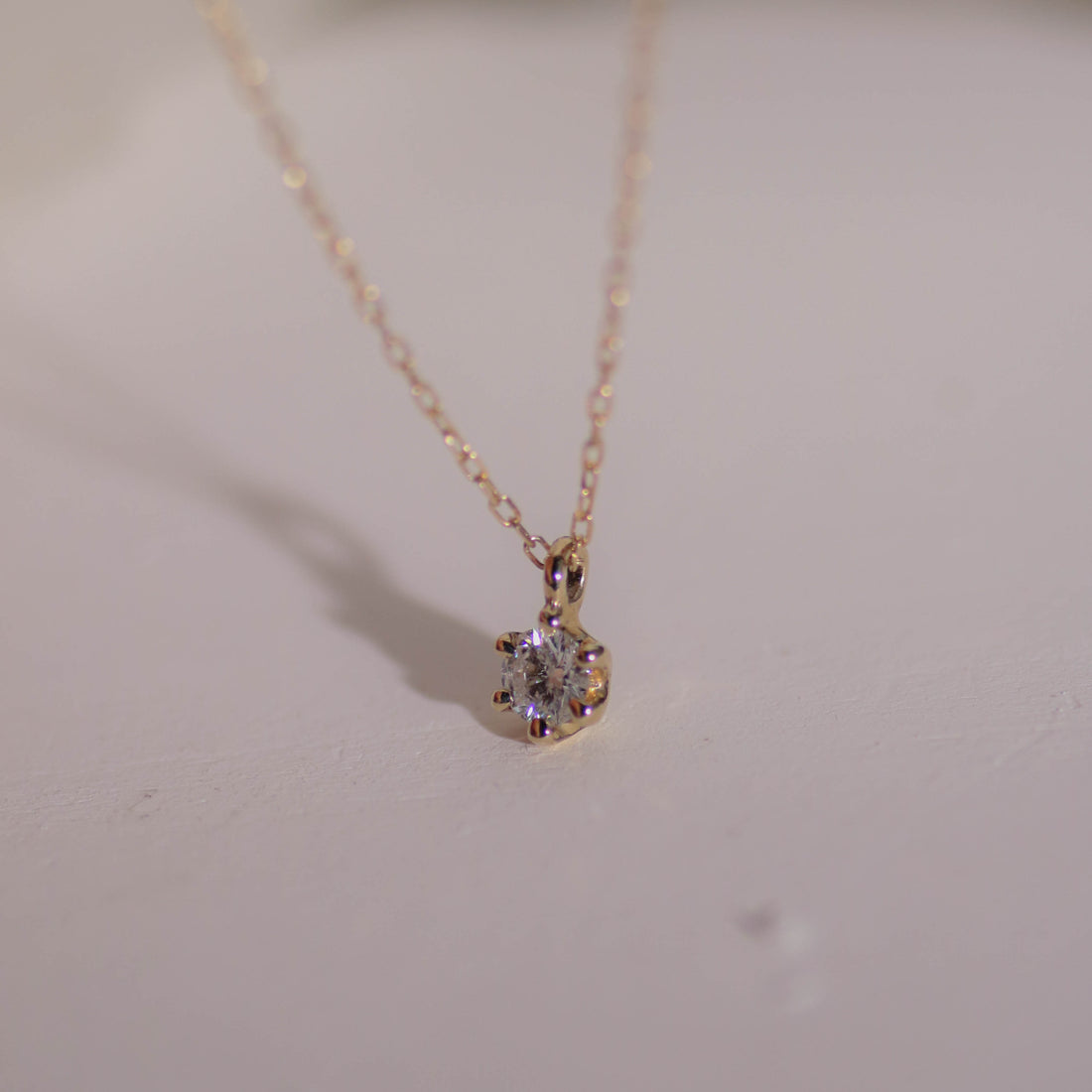 K10 ダイヤモンド 0.1ct 6本爪 ネックレス