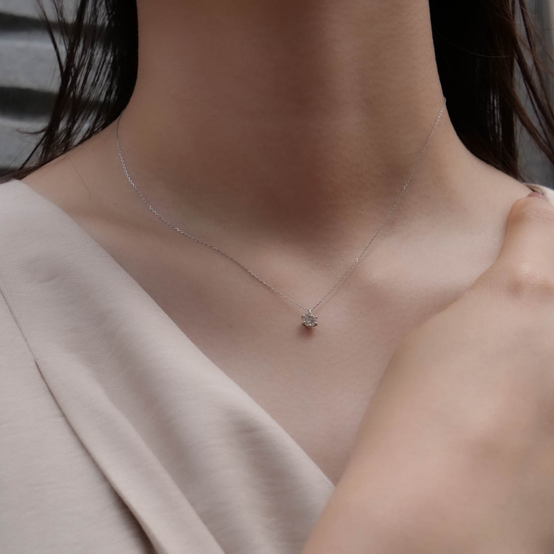 PT900 K18 ダイヤモンド 0.3ct 6本爪 シンプル ネックレス
