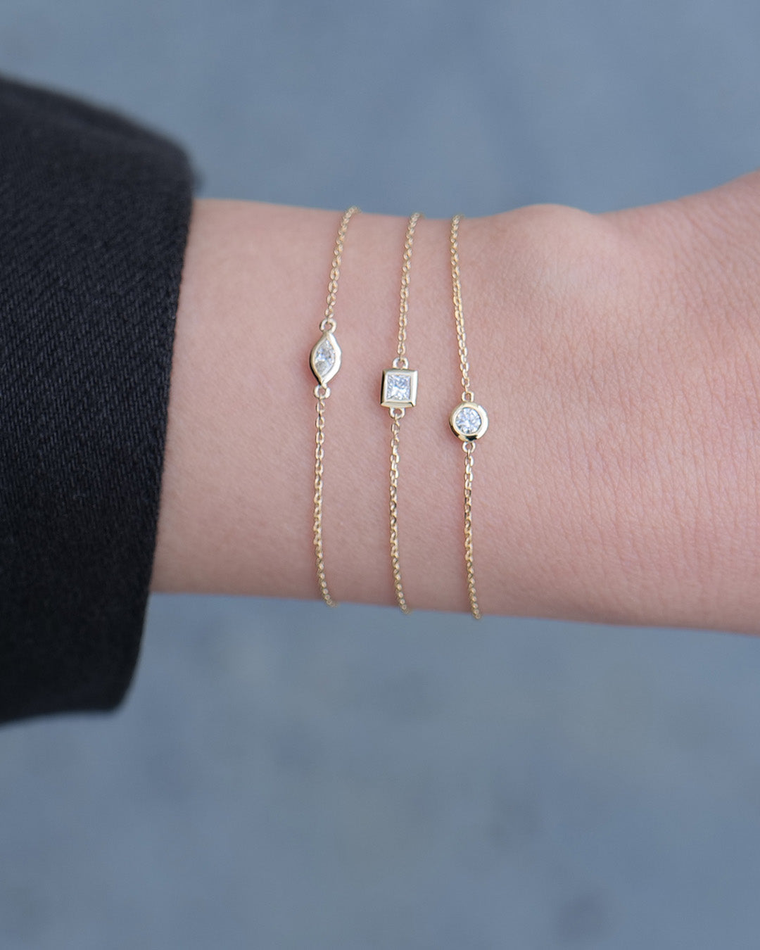 K10 ダイヤモンド 0.1ct 覆輪 マーキスカット ブレスレット