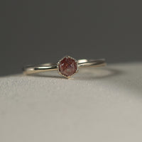 【1点物】K10 ナチュラルダイヤモンド レッド ヘキサゴンカット ミル リング