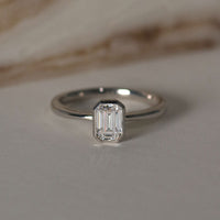 PT900 K18 ダイヤモンド0.5ct エメラルドカット 覆輪 リング