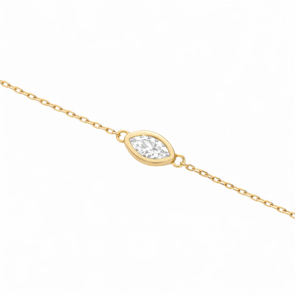 K10 ダイヤモンド 0.1ct 覆輪 マーキスカット ブレスレット