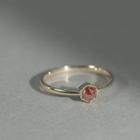 【1点物】K10 ナチュラルダイヤモンド レッド ヘキサゴンカット ミル リング