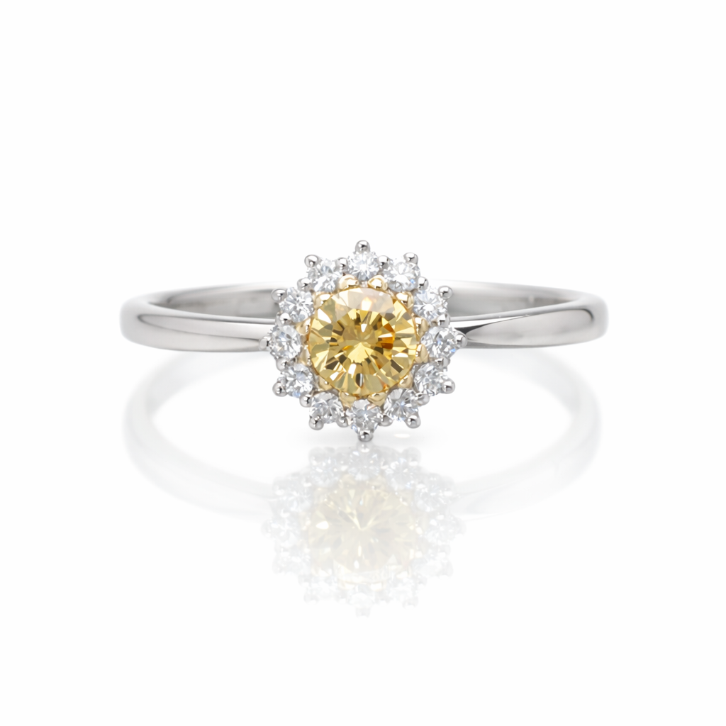 【1点物】PT900 K18 ダイヤモンド0.23ct ヘイロー リング