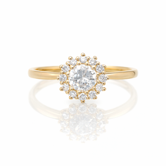 【1点物】K18 ダイヤモンド0.48ct ヘイロー リング