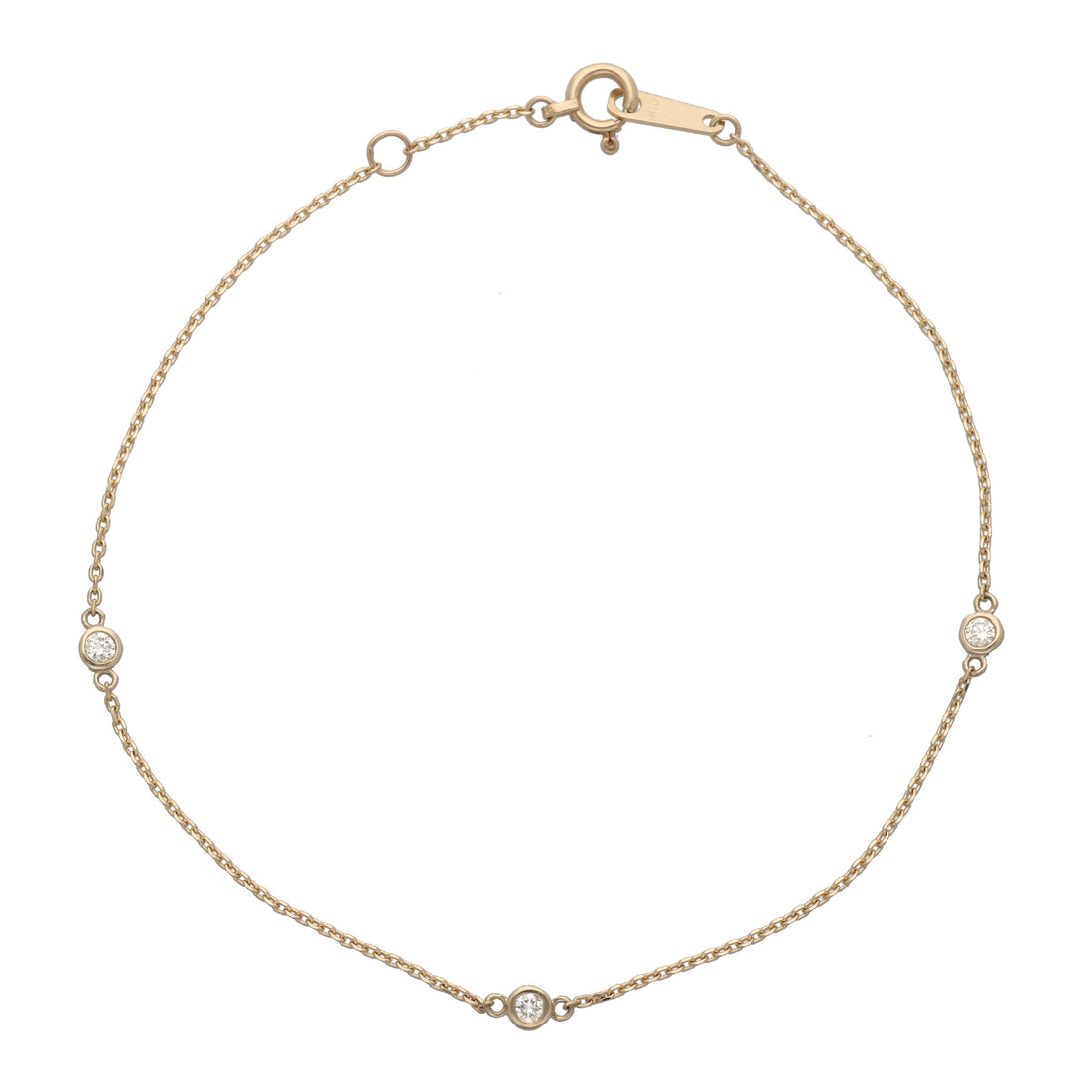 K10 ダイヤモンド 3石 覆輪 ブレスレット