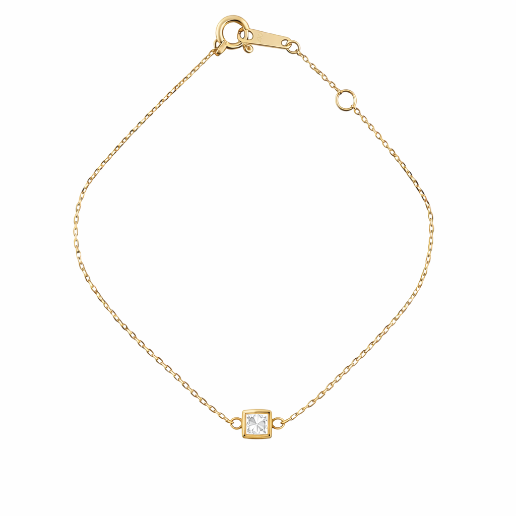 K10 ダイヤモンド 0.1ct 覆輪 プリンセスカット ブレスレット