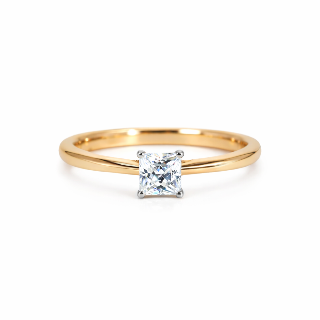 K18 ダイヤモンド0.3ct プリンセスカット リング