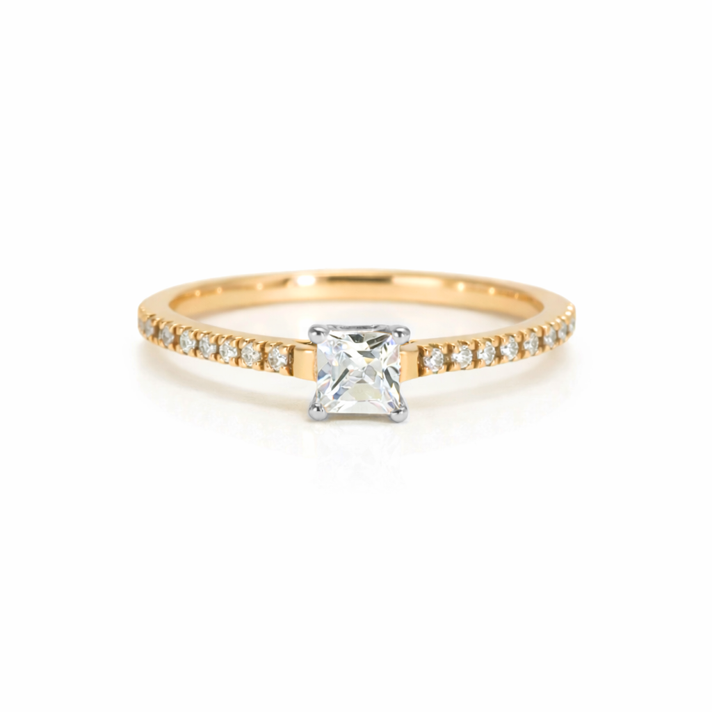 K18 ダイヤモンド0.3ct プリンセスカット エタニティ リング