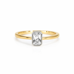 PT900 K18 ダイヤモンド0.5ct エメラルドカット 覆輪 リング