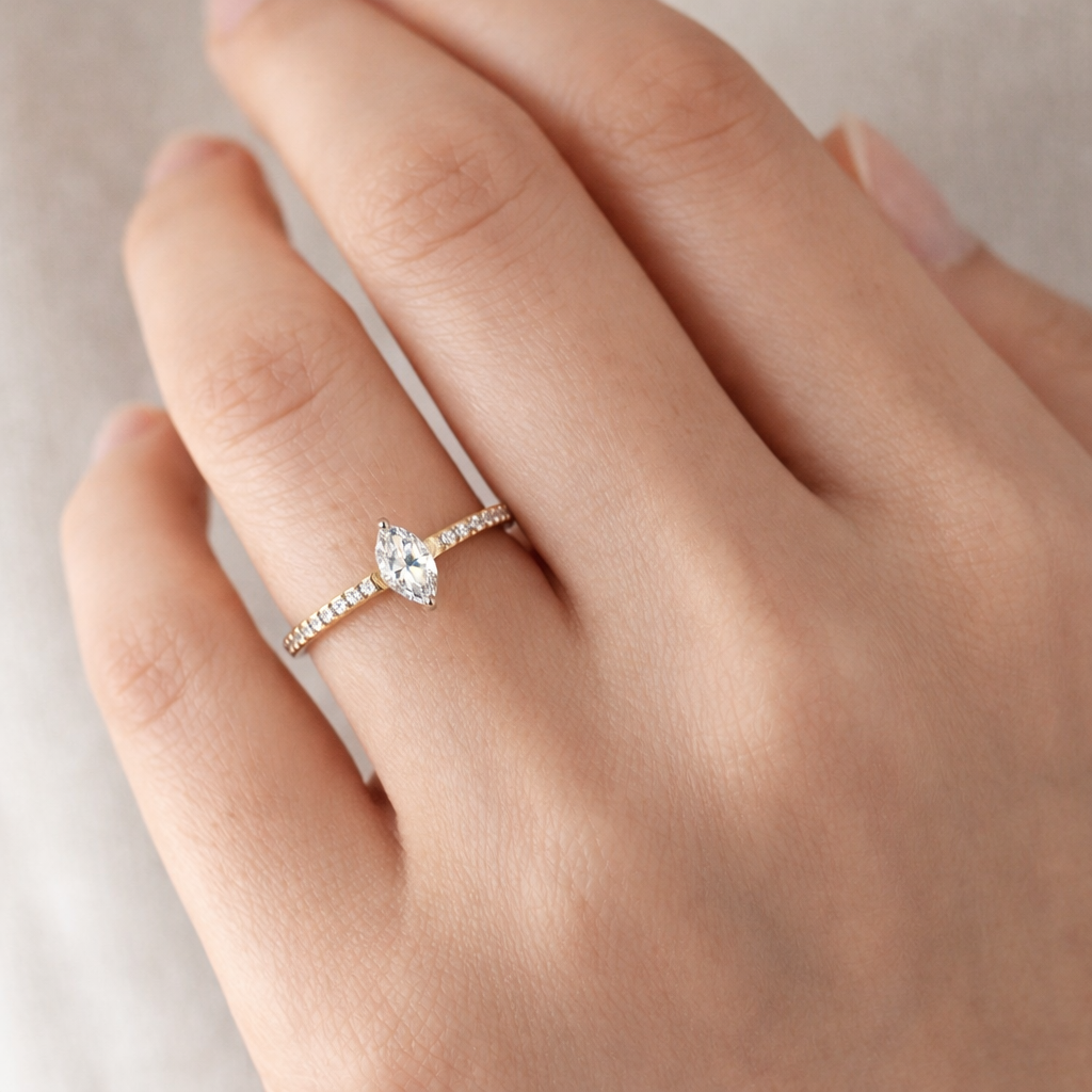 K18 ダイヤモンド0.3ct マーキスカット エタニティ リング