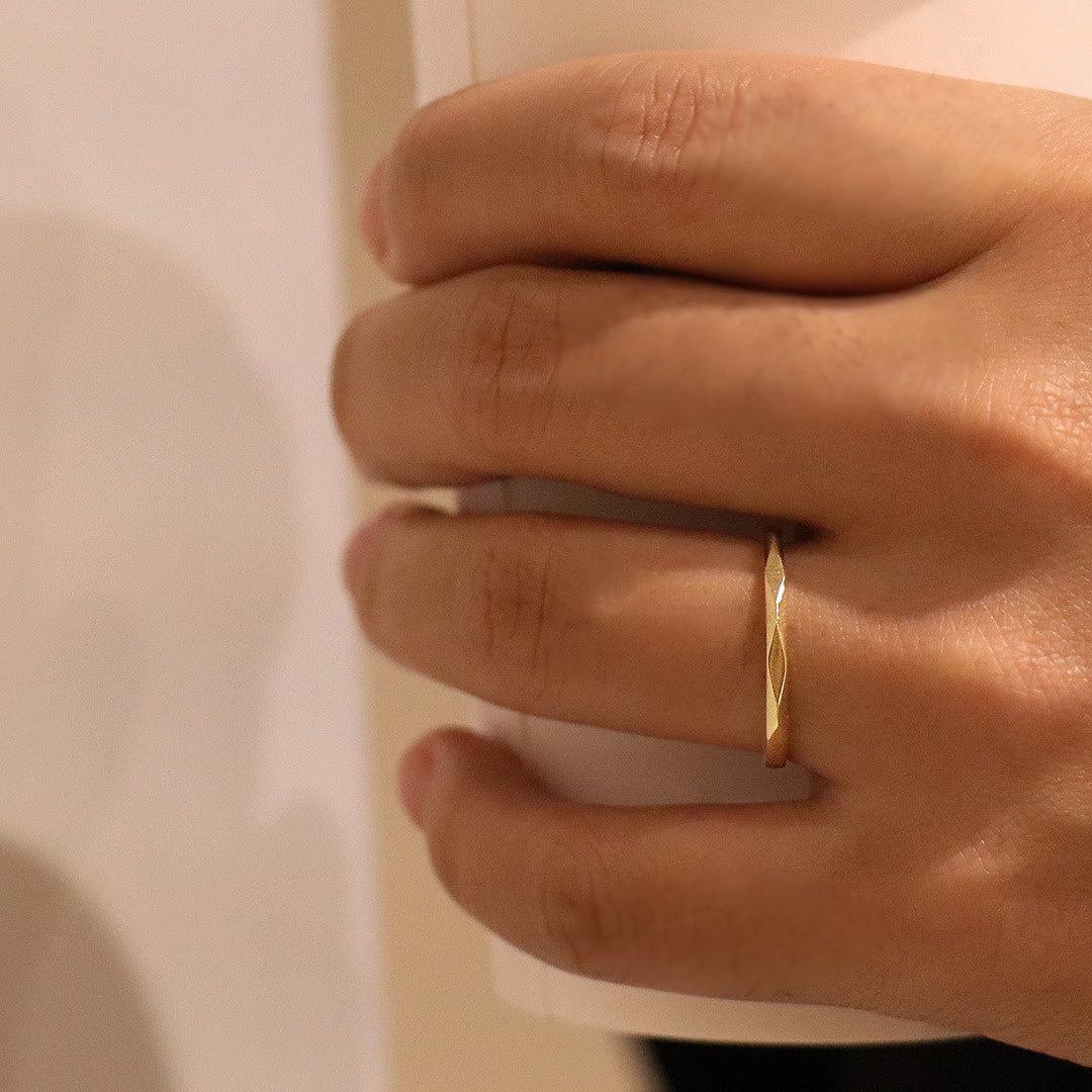 PT950 K18 プリズム2.0mm リング