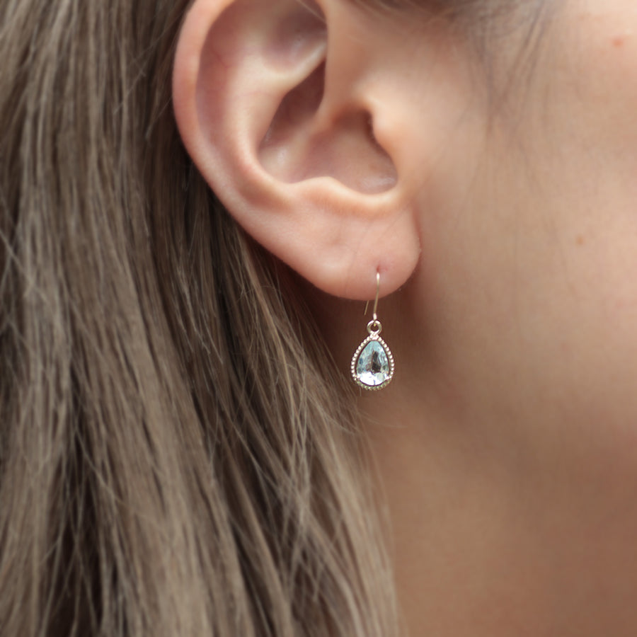 K10 アクアマリン ペアシェイプ ミル フック ピアス