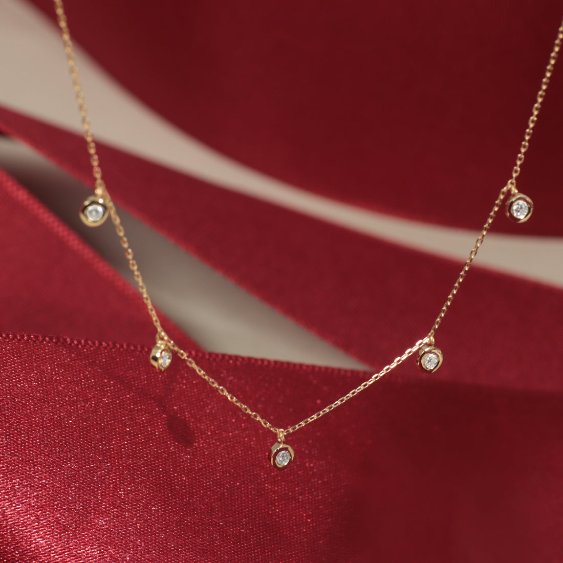 K18 ダイヤモンド 5pc 覆輪 ネックレス