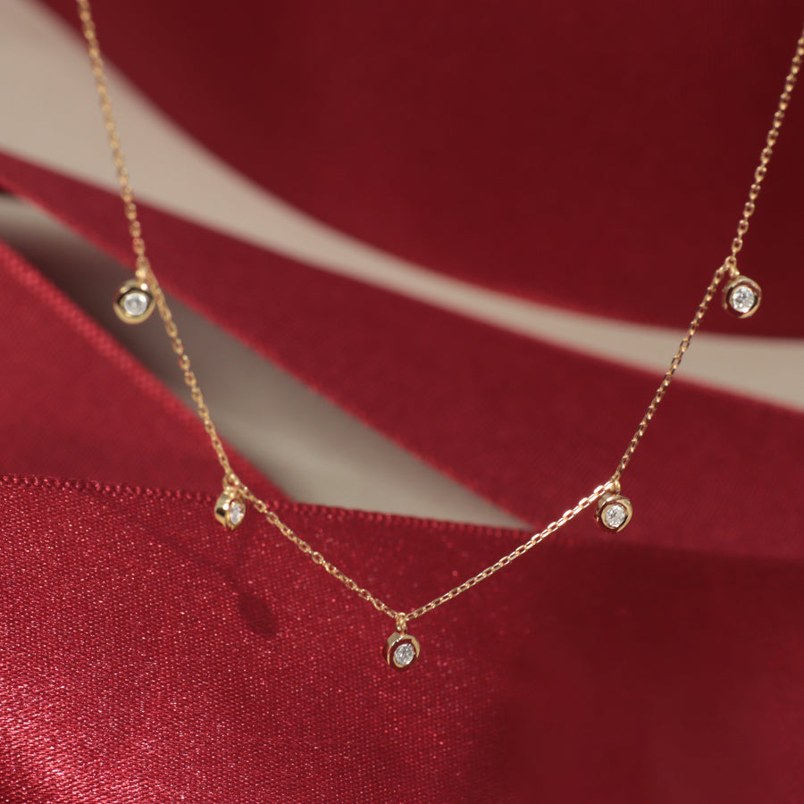 K18 ダイヤモンド 5pc 覆輪 ネックレス