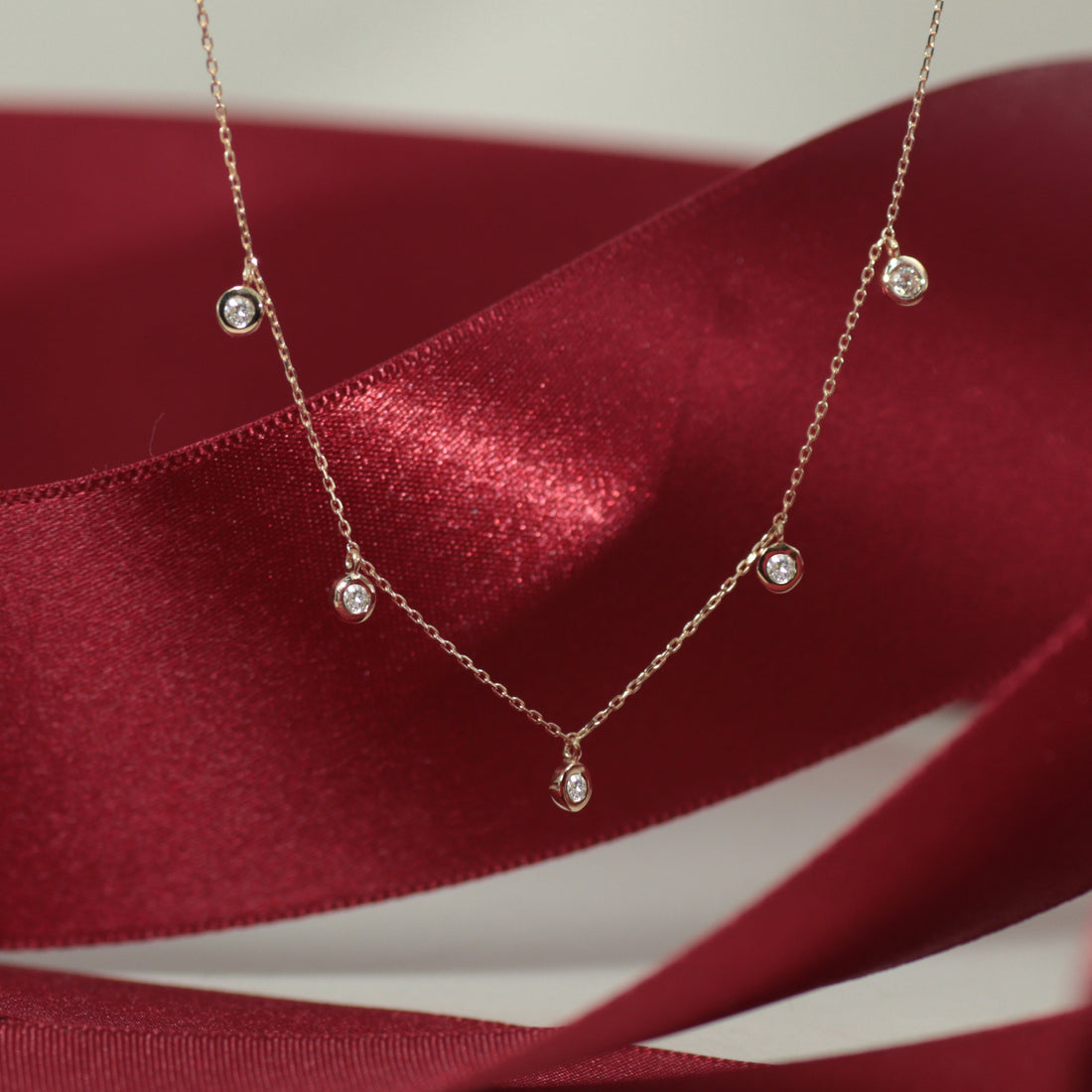 K18 ダイヤモンド 5pc 覆輪 ネックレス