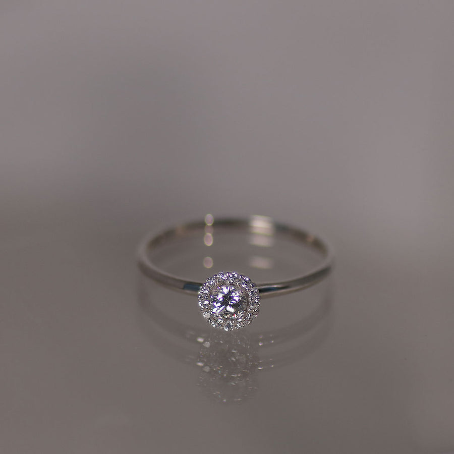 PT900 ダイヤモンド0.1ct ヘイロー リング
