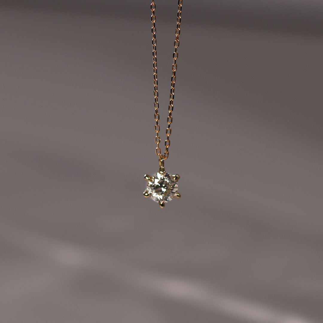 PT900 K18 ダイヤモンド 0.3ct 6本爪 シンプル ネックレス