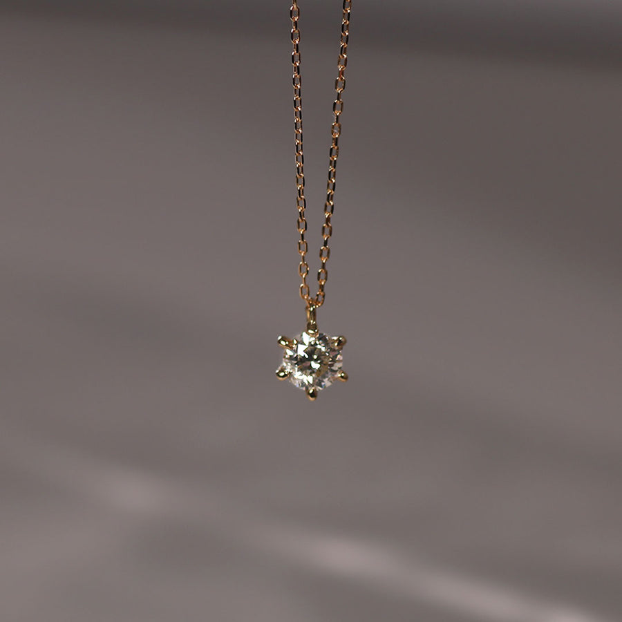 PT900 K18 ダイヤモンド 0.3ct 6本爪 シンプル ネックレス