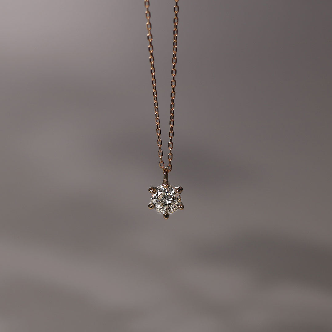 PT900 K18 ダイヤモンド 0.3ct 6本爪 シンプル ネックレス