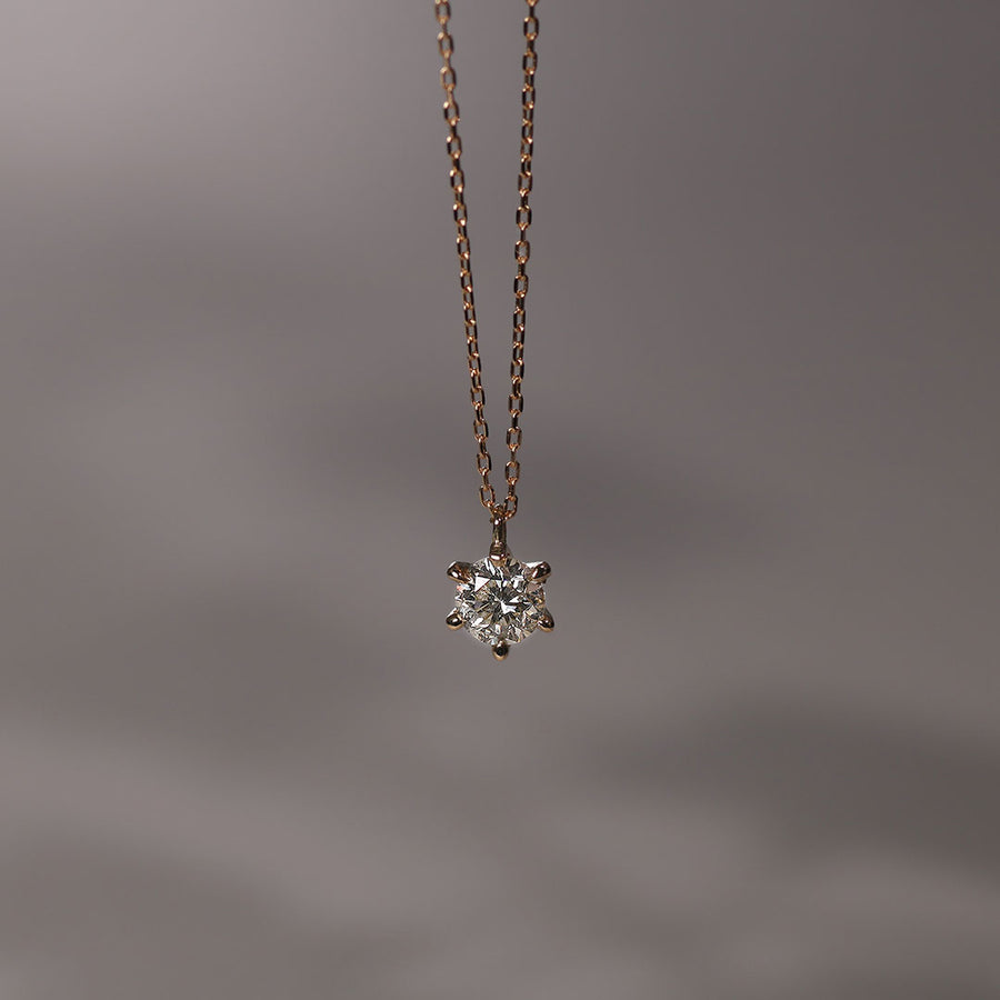 PT900 K18 ダイヤモンド 0.3ct 6本爪 シンプル ネックレス